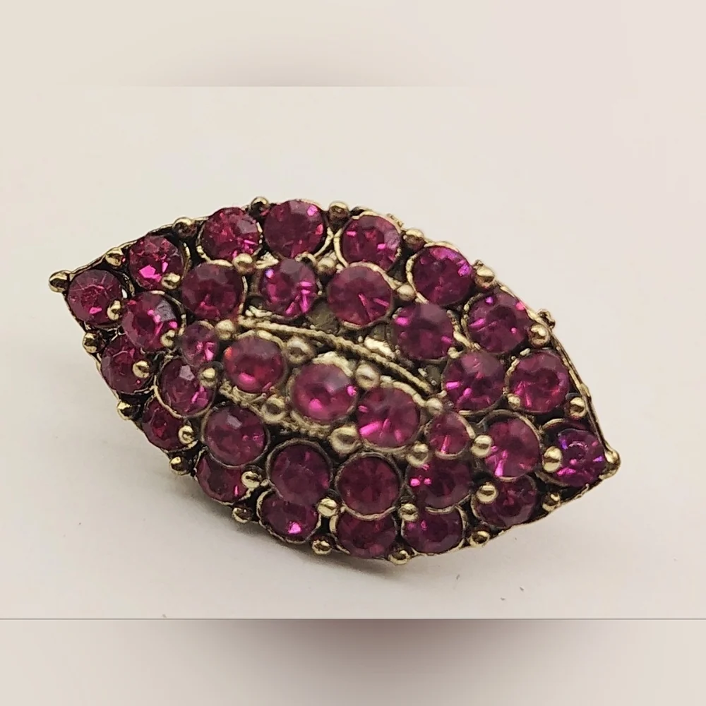 Radiant Fuchsia Crystal Leaf Pierced Earrings - Picture 2 of 15